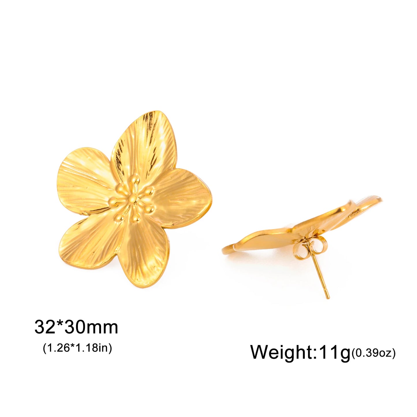 Unift Vintage Flower Stud Earrings for Women – Bohemian 14K Gold-Plated Stainless Steel Statement Jewelry