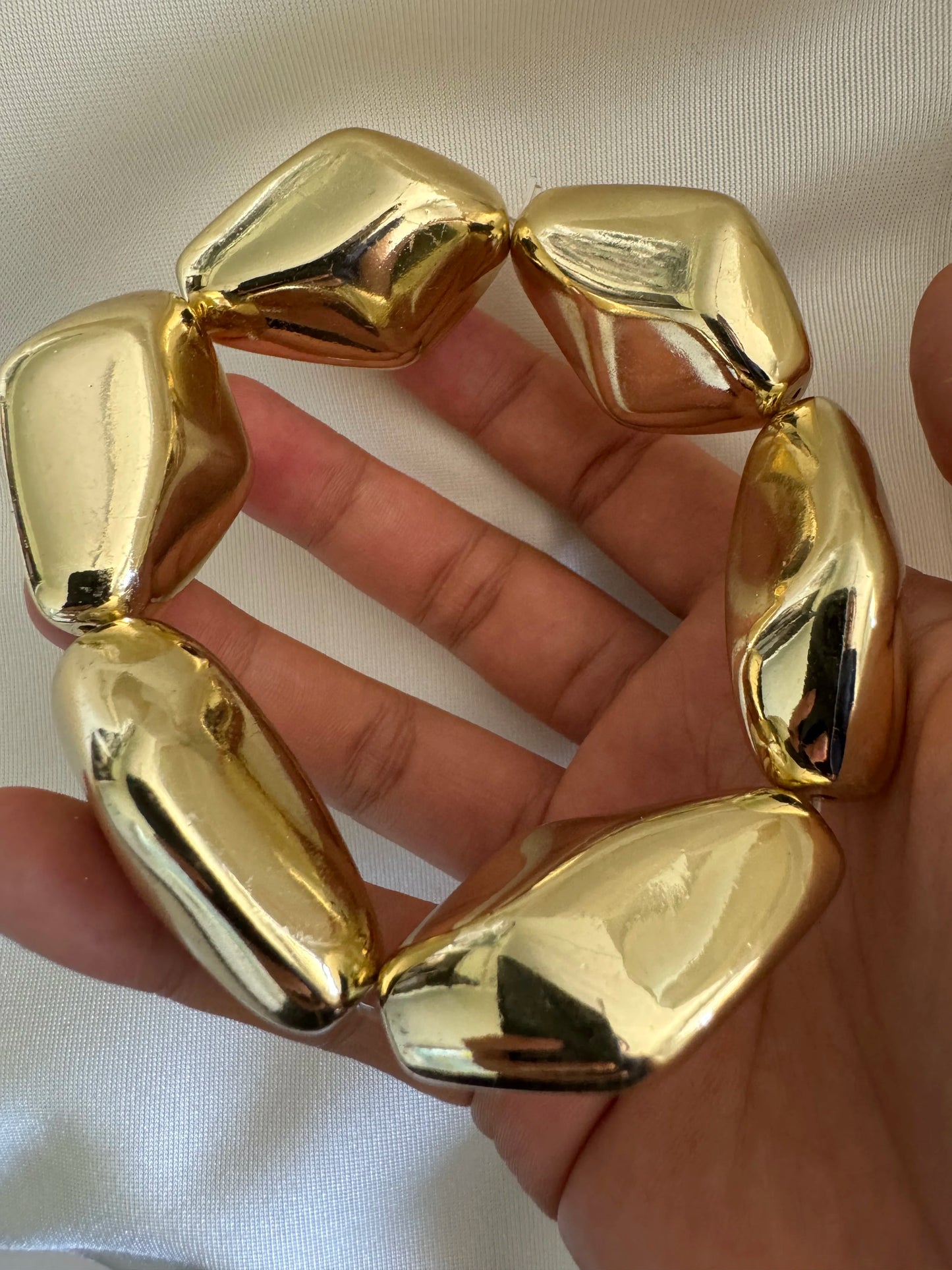 Vintage Chunky Irregular Cuff Bracelet – Gold & Silver Plated Smooth Metal Bangle for Women & Men