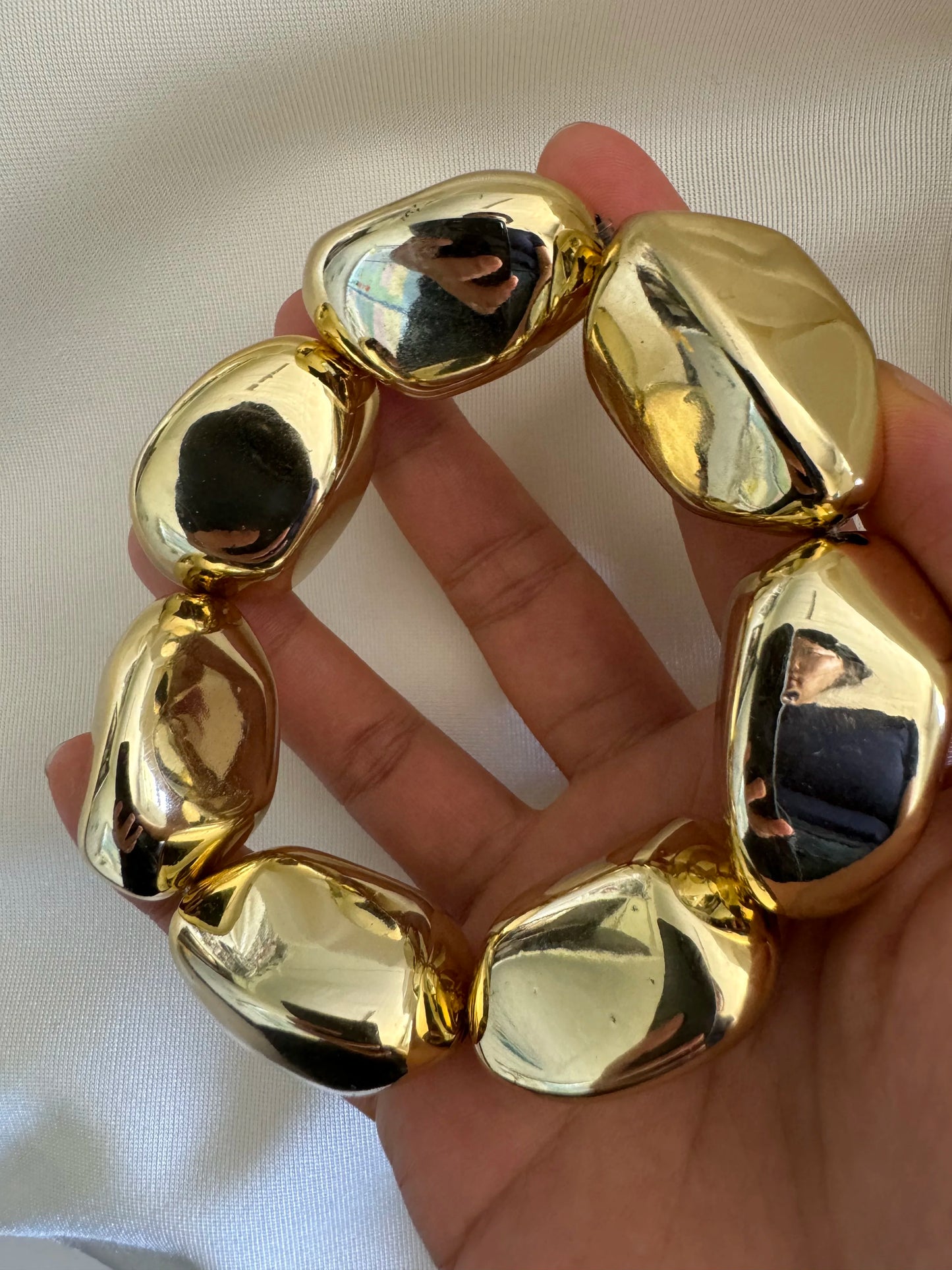 Vintage Chunky Irregular Cuff Bracelet – Gold & Silver Plated Smooth Metal Bangle for Women & Men