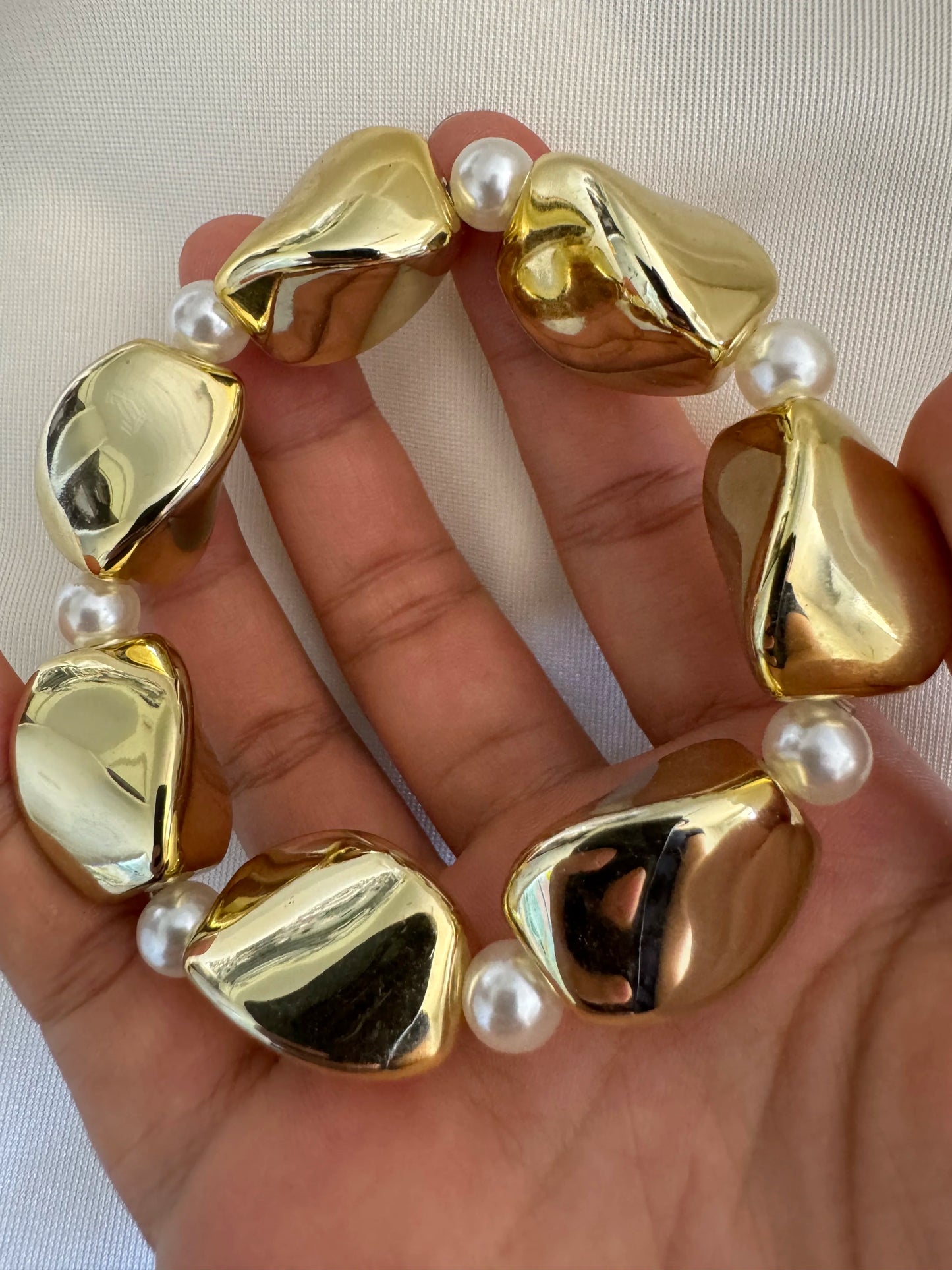 Vintage Chunky Irregular Cuff Bracelet – Gold & Silver Plated Smooth Metal Bangle for Women & Men