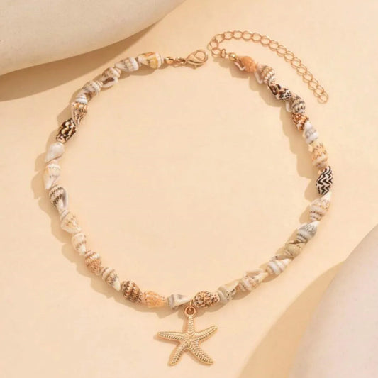 Bohemian Beach Shell Necklace – Seashell & Starfish Pendant Choker for Women