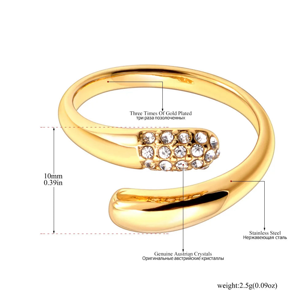 JeeMango Double Circle Stainless Steel Ring for Women – 18K Gold Plated, Waterproof, Trendy Fashion Jewelry