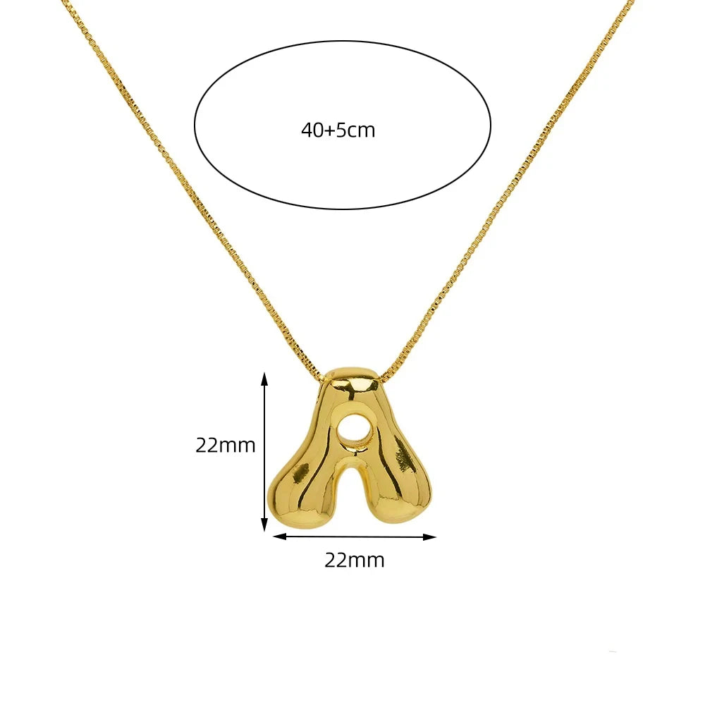 Golden Initial Necklace – Chunky Bubble Letter Pendant in Stainless Steel | Elariah Jewelry