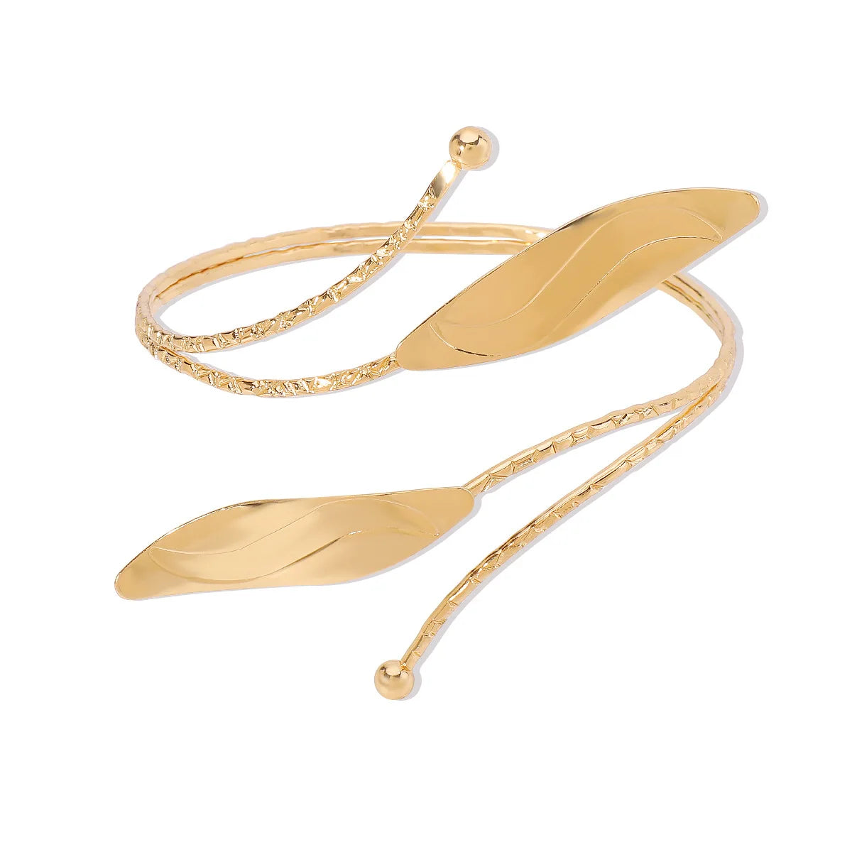 Punk-Inspired Adjustable Leaf & Flower Arm Cuff Bracelet – Bold Metal Upper Arm Bangle for Women