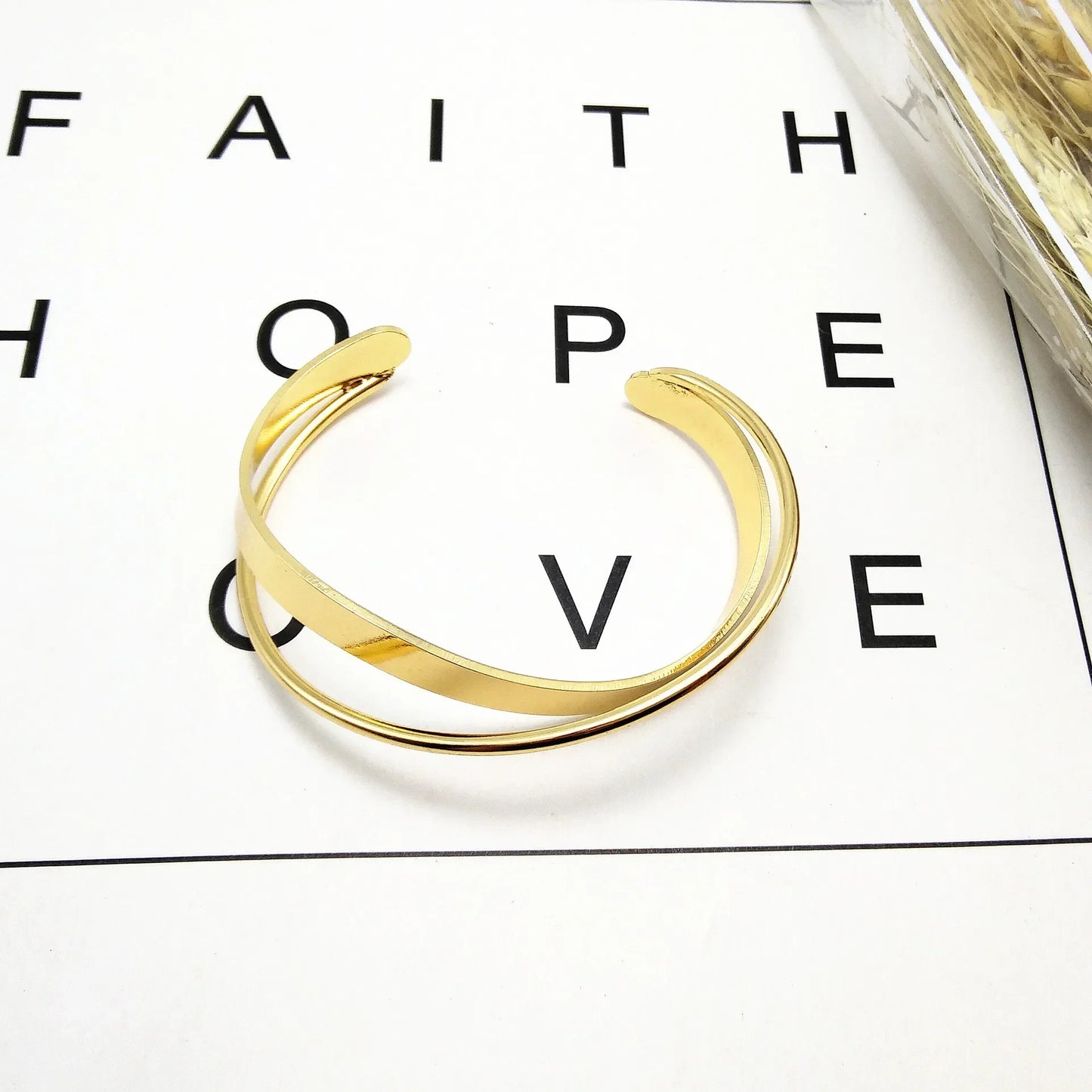 Gold Plated Mobius Stainless Steel Bracelet – Adjustable Women’s Luxury Bangle