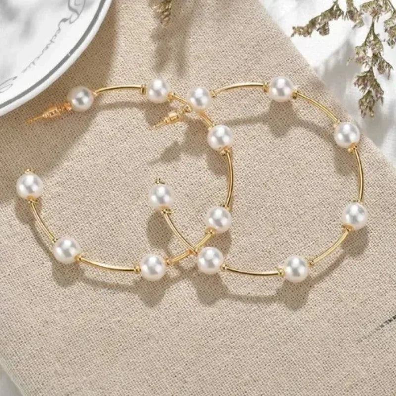 Pearl Petal Ball Drop Earrings – Long Geometric Flower Earrings for Women