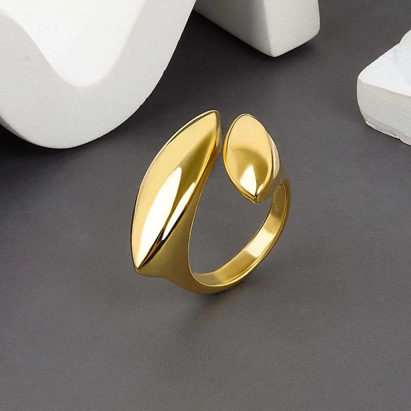 3-Piece Gold Plated Geometric Open Ring Set – Chunky, Irregular & Trendy Statement Rings for Women