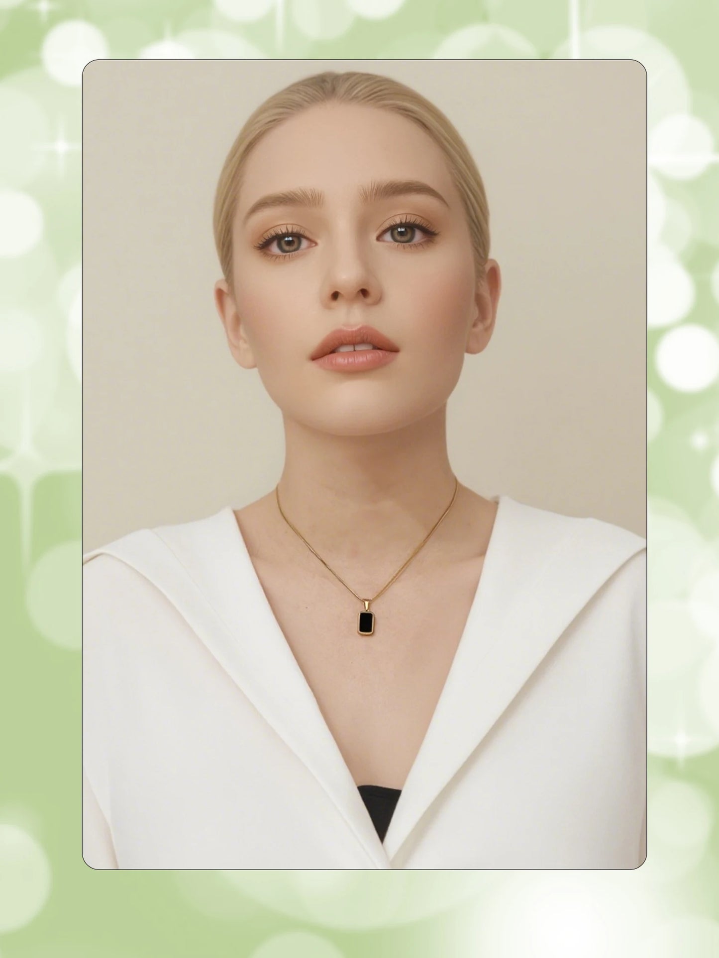 Double-Sided Square Pendant Necklace – 18K Gold Plated Stainless Steel, Hypoallergenic Jewelry for Women