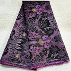 African Damask Lace Fabric (2.5 or 5 Yards) – Thick Jacquard Brocade for Aso Oke, Headwrap & Bridal Dresses