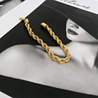 Bracelet à chaîne torsadée pour femme – Bracelet minimaliste en acier inoxydable doré ou argenté (2 mm / 3 mm / 4 mm / 5 mm)