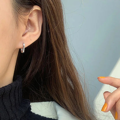 Silver U-Shape Circle Stud Earrings – Vintage Handmade Geometric Bridal & Fashion Jewelry for Women