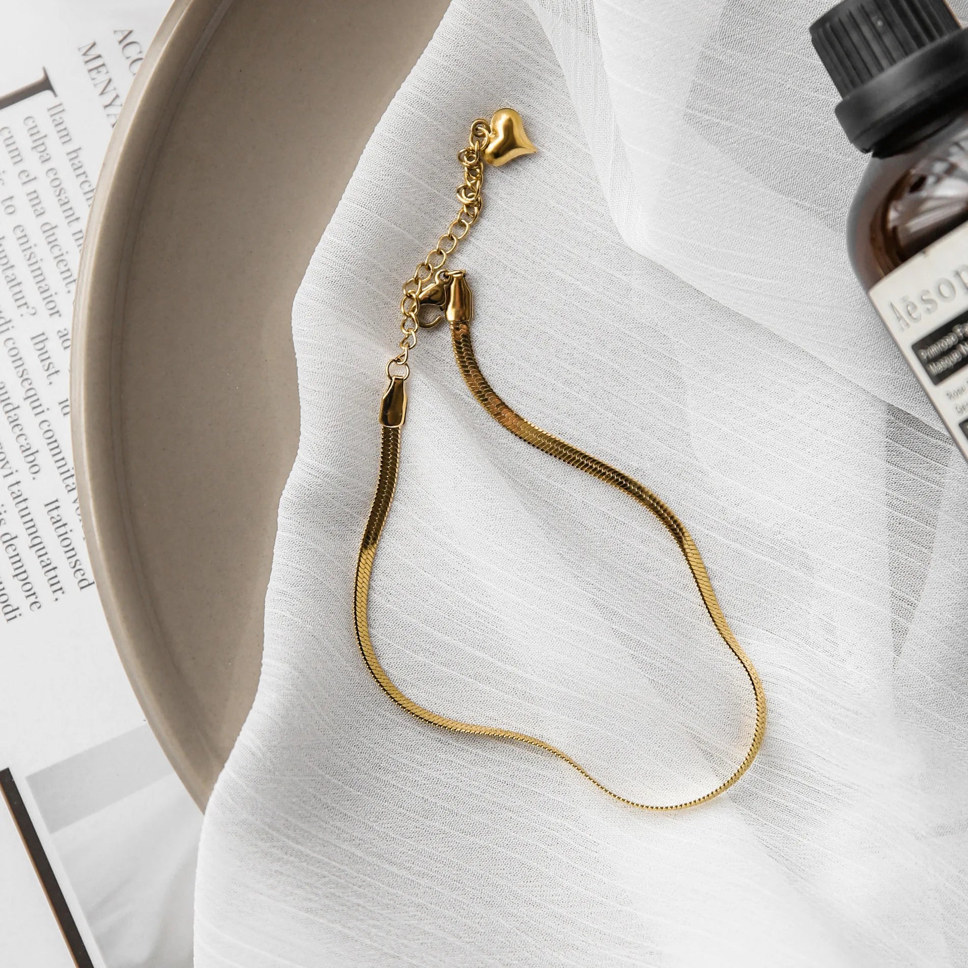 Bracelet de cheville en acier inoxydable plaqué or avec chaîne serpent – ​​Bijou tendance pour l'été et la plage pour femme