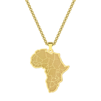 Stainless Steel African Map Pendant Necklace for Women – Geometric Clavicle Chain Choker Jewelry Gift