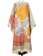 Elariah Women's African Print Twill Silk Kaftan Dress – Oversized Boubou Abaya Beach Cover Up | One Size Plus
