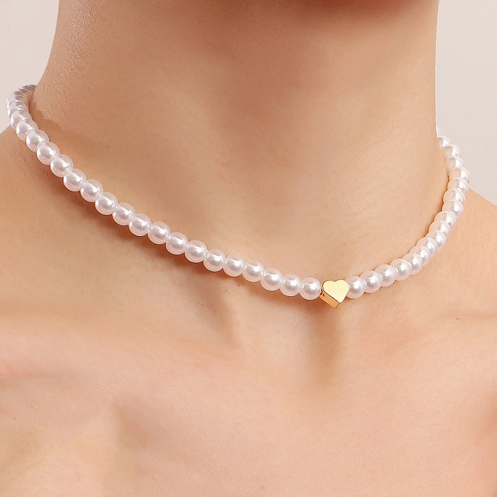 Collier ras du cou élégant avec pendentif en cristal et grosses perles – Bijou de mariage romantique pour femme