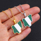 Collier pendentif tendance carte du Nigeria et d'Afrique pour hommes et femmes – Bijou africain en acier inoxydable doré et argenté