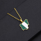 Collier pendentif tendance carte du Nigeria et d'Afrique pour hommes et femmes – Bijou africain en acier inoxydable doré et argenté