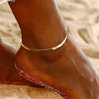 Bracelet de cheville en acier inoxydable plaqué or avec chaîne serpent – ​​Bijou tendance pour l'été et la plage pour femme