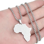 Collier pendentif carte d'Afrique en acier inoxydable pour femme – Collier ras du cou géométrique – Bijou cadeau