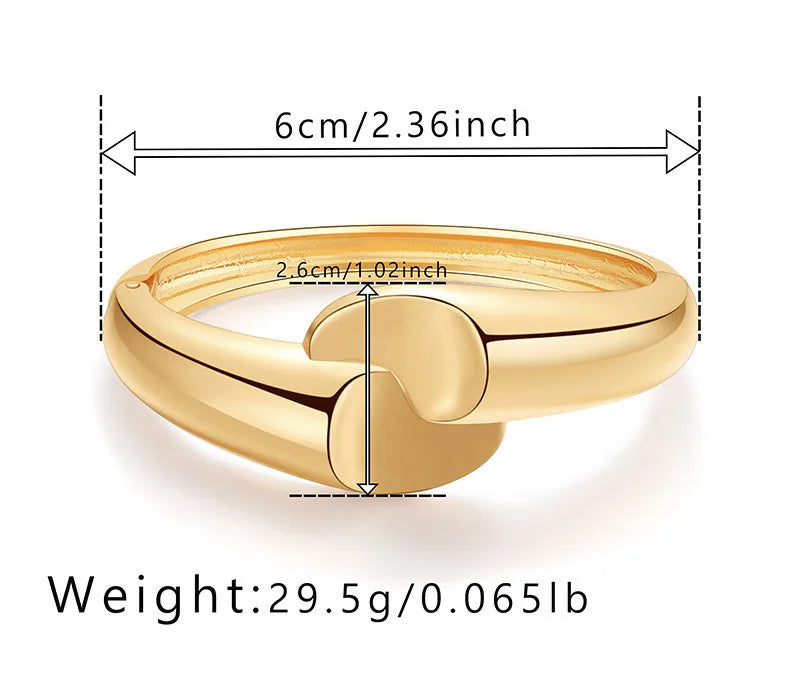 Vintage Chunky Irregular Cuff Bracelet – Gold & Silver Plated Smooth Metal Bangle for Women & Men
