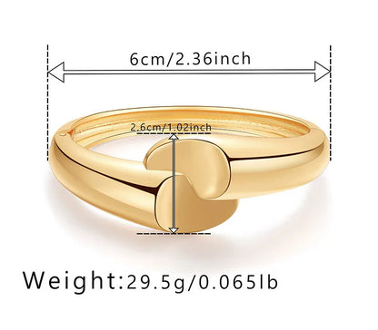 Vintage Chunky Irregular Cuff Bracelet – Gold & Silver Plated Smooth Metal Bangle for Women & Men