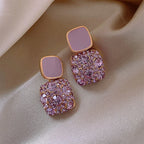 Pendientes geométricos vintage de cristal morado para mujer: pendientes colgantes irregulares y brillantes | ELARIAH