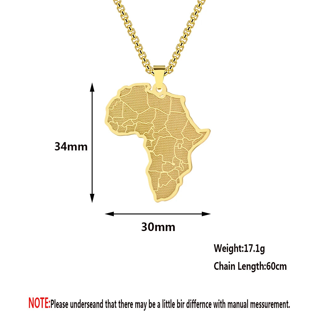 Collier pendentif carte d'Afrique en acier inoxydable pour femme – Collier ras du cou géométrique – Bijou cadeau