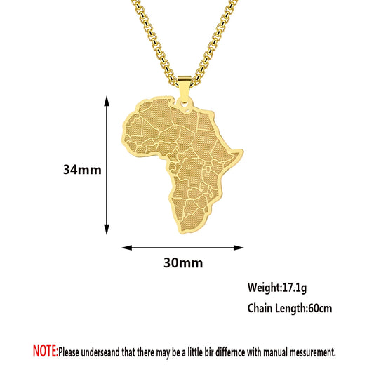 Stainless Steel African Map Pendant Necklace for Women – Geometric Clavicle Chain Choker Jewelry Gift