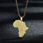Collier pendentif carte d'Afrique en acier inoxydable pour femme – Collier ras du cou géométrique – Bijou cadeau