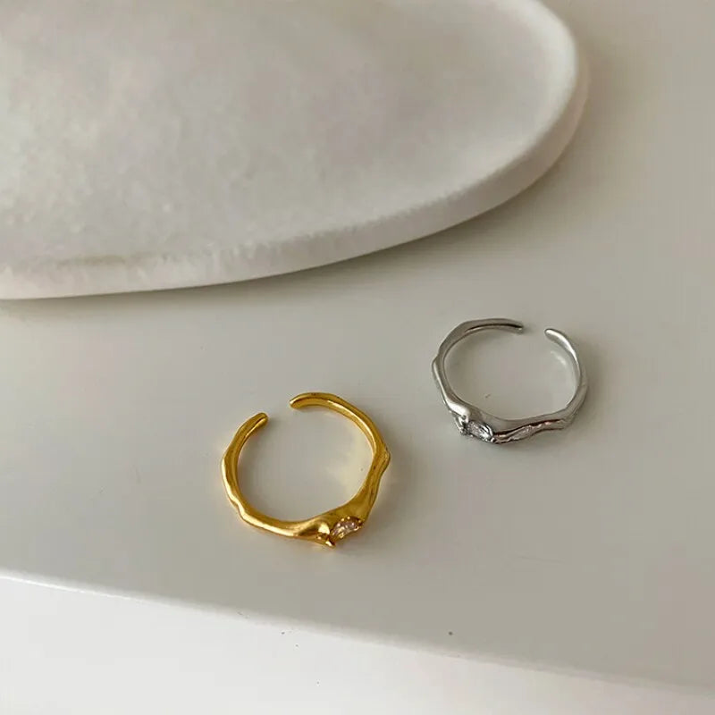 Silver Color Adjustable Zircon Ring for Women – Elegant Gold Plated Open Band Fashion Ring | Minimalist Party & Wedding Jewelry