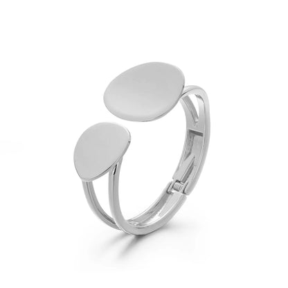 Vintage Chunky Irregular Cuff Bracelet – Gold & Silver Plated Smooth Metal Bangle for Women & Men