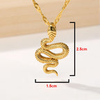 Collier pendentif serpent gothique – Ras-de-cou en acier inoxydable doré pour femme