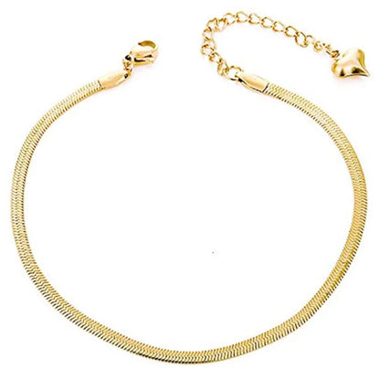 Gold Plated Stainless Steel Snake Chain Anklet – Trendy Summer Beach Jewelry for Women