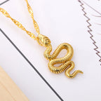 Collier pendentif serpent gothique – Ras-de-cou en acier inoxydable doré pour femme