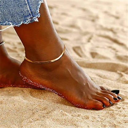 Gold Plated Stainless Steel Snake Chain Anklet – Trendy Summer Beach Jewelry for Women