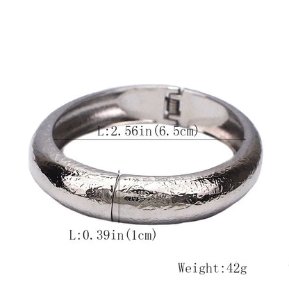 Vintage Chunky Irregular Cuff Bracelet – Gold & Silver Plated Smooth Metal Bangle for Women & Men