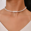 Collier ras du cou élégant avec pendentif en cristal et grosses perles – Bijou de mariage romantique pour femme