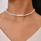 Collier ras du cou élégant avec pendentif en cristal et grosses perles – Bijou de mariage romantique pour femme