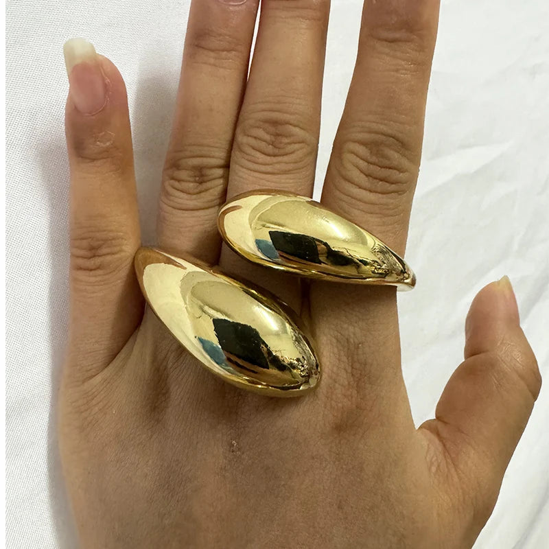 Vintage Chunky Irregular Cuff Bracelet – Gold & Silver Plated Smooth Metal Bangle for Women & Men