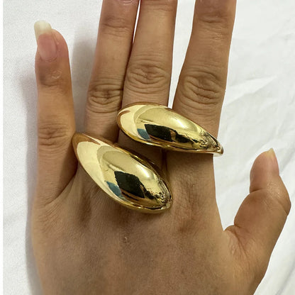 Vintage Chunky Irregular Cuff Bracelet – Gold & Silver Plated Smooth Metal Bangle for Women & Men