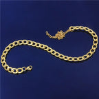 Gold Stainless Steel Cuban Curb Chain Anklet for Women – Adjustable Trendy Beach Anklet Bracelet