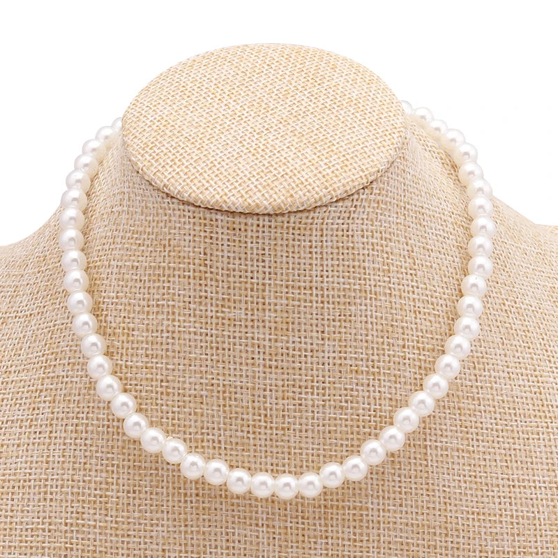 Collier ras du cou classique en perles d'imitation pour femme – Élégant collier de perles pour mariée et mariage
