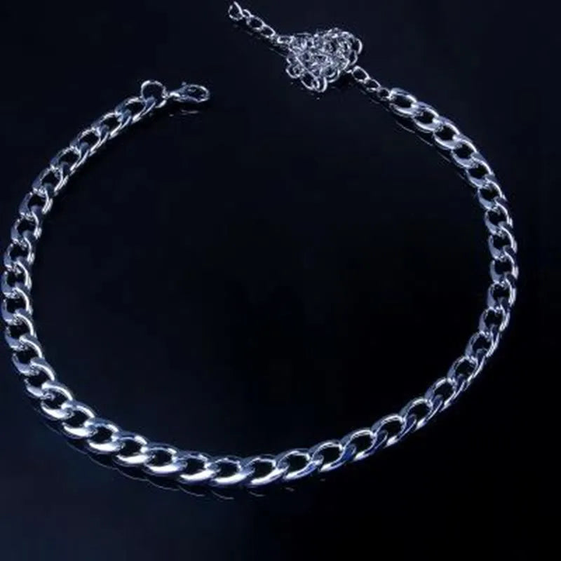 Bracelet de cheville ajustable en acier inoxydable doré, maille cubaine, pour femme – Bracelet de cheville tendance pour la plage
