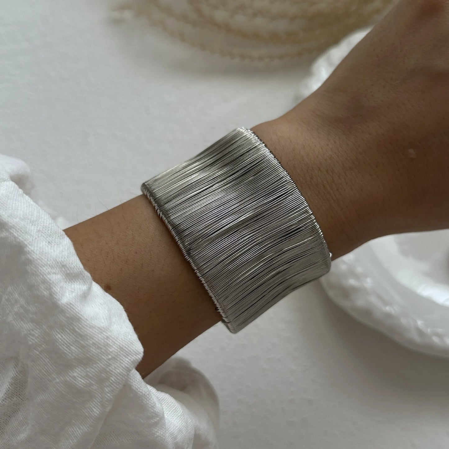 Vintage Chunky Irregular Cuff Bracelet – Gold & Silver Plated Smooth Metal Bangle for Women & Men