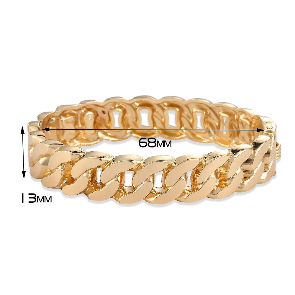 Vintage Chunky Irregular Cuff Bracelet – Gold & Silver Plated Smooth Metal Bangle for Women & Men