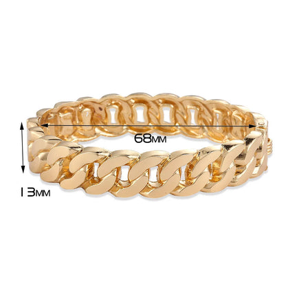 Vintage Chunky Irregular Cuff Bracelet – Gold & Silver Plated Smooth Metal Bangle for Women & Men