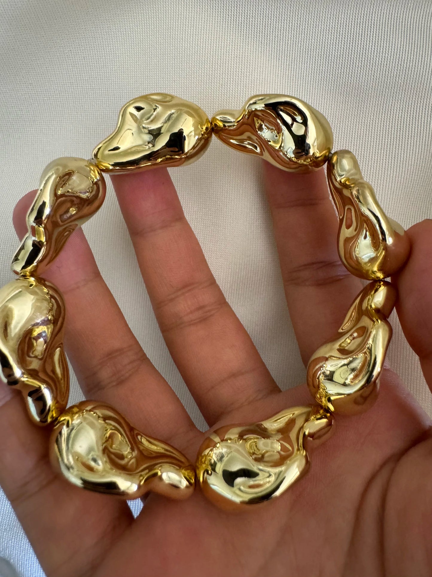Vintage Chunky Irregular Cuff Bracelet – Gold & Silver Plated Smooth Metal Bangle for Women & Men