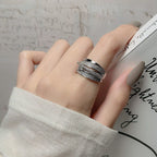 Bague plissée irrégulière, ouverte et ajustable – Bague tendance style punk Y2K pour femmes et hommes, bijou de soirée à la mode