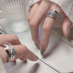 Bague plissée irrégulière, ouverte et ajustable – Bague tendance style punk Y2K pour femmes et hommes, bijou de soirée à la mode