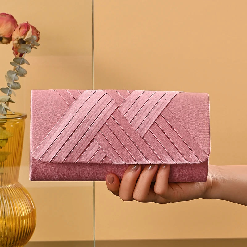Women's Envelope Evening Clutch Bag - Hard Shell Party Handbag with Criss-Cross Design | Elariah